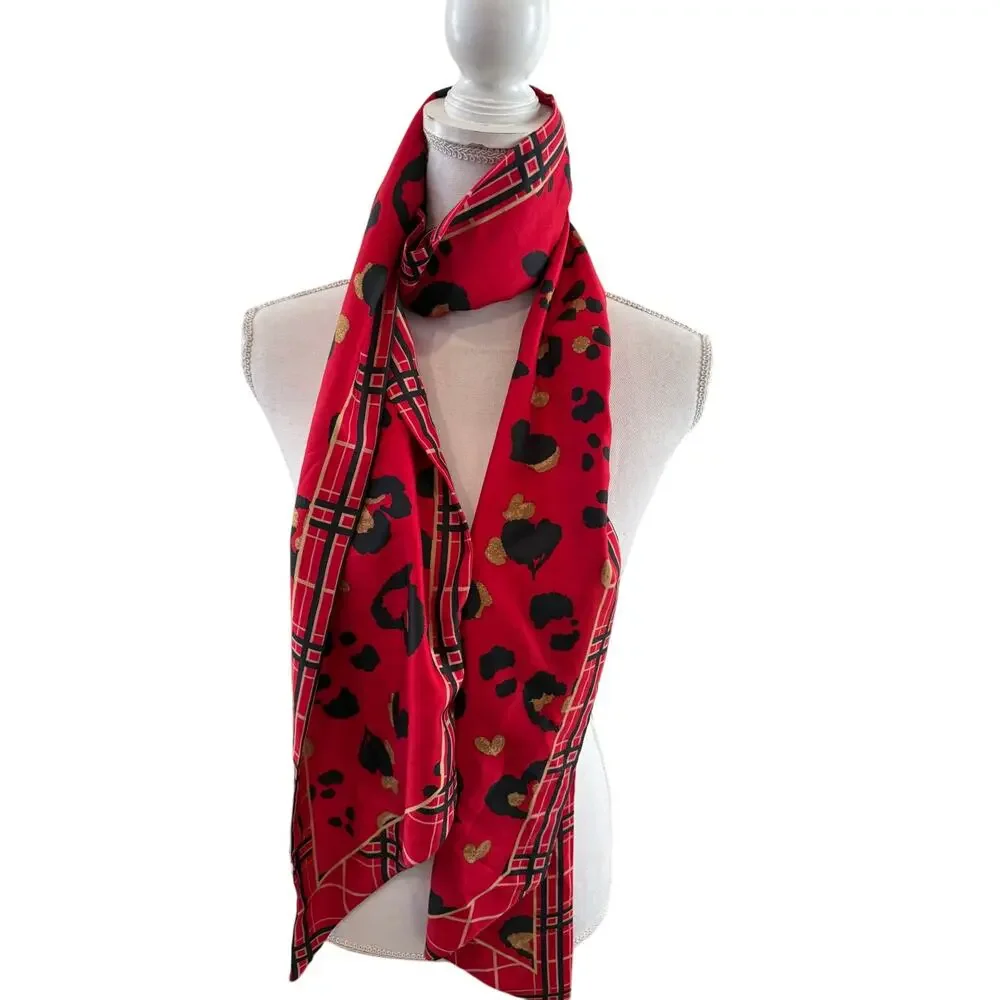 Chicos Perfect Love Oblong Scarf Wild Poppy Print Red